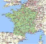 Carte de France avec les axes routiers principaux