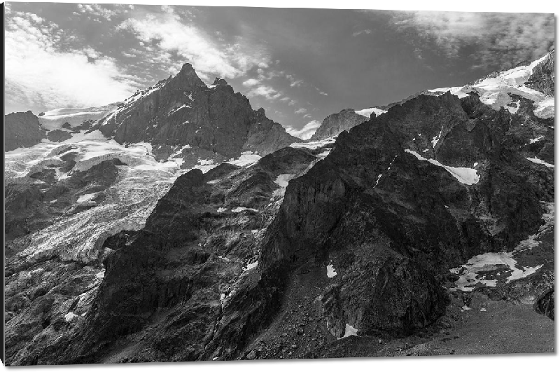 Impression sur aluminium Photo noir et blanc montagne