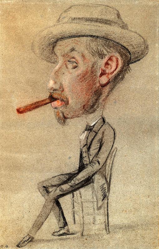 Reproduction art caricature de l'homme au gros cigare de Claude Monet