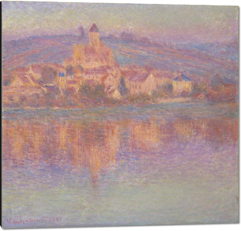 Impression sur aluminium Reproduction art de la peinture Vétheuil de CLaude Monet