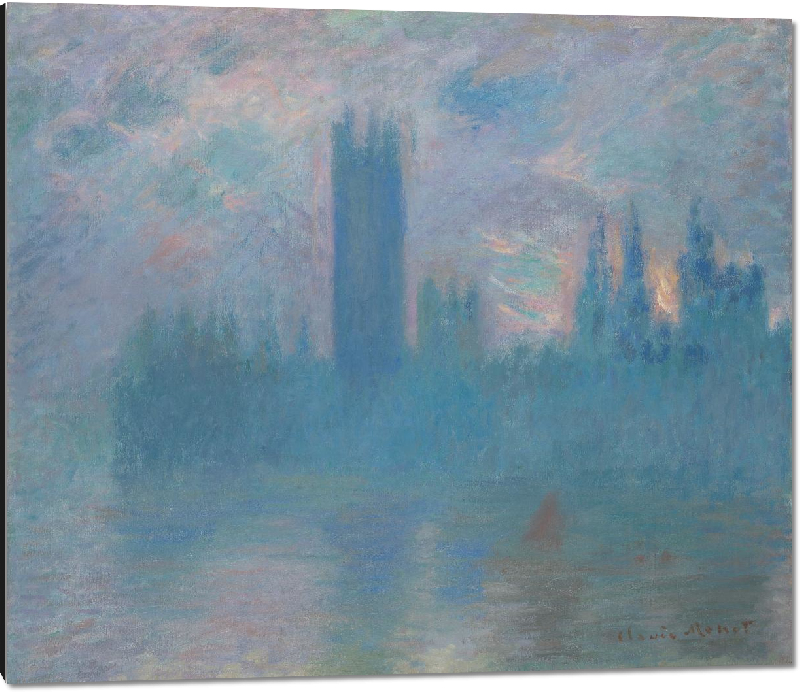 Impression sur aluminium Reproduction art de la peinture la maison du parlement à Londres de CLaude Monet