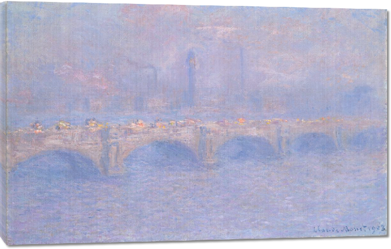 Toiles imprimées Reproduction art de la peinture pont de Waterloo de Claude Monet