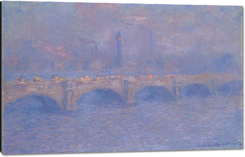Impression sur aluminium Reproduction art de la peinture pont de Waterloo de Claude Monet