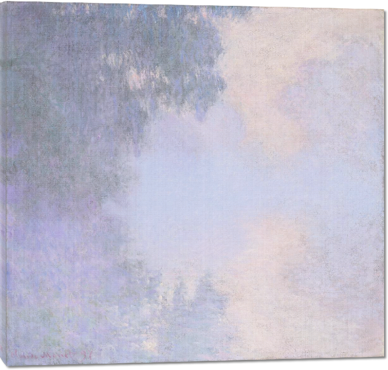 Toiles imprimées Reproduction art de la peinture Bras de Seine près de Giverny, brouillard de Claude Monet