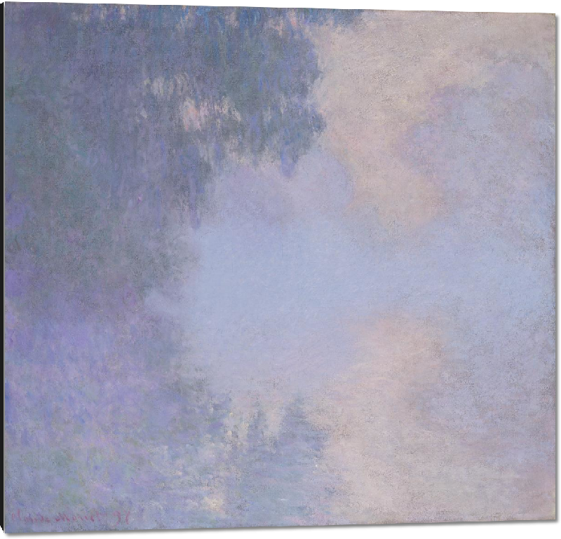 Impression sur aluminium Reproduction art de la peinture Bras de Seine près de Giverny, brouillard de Claude Monet