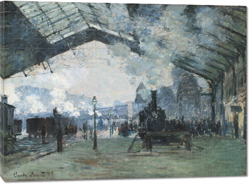 Toiles imprimées Reproduction art de la peinture Arrivée du train de Normandie, gare Saint-Lazare de Claude Monet