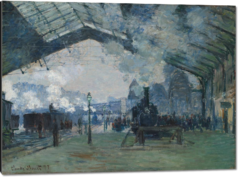 Impression sur aluminium Reproduction art de la peinture Arrivée du train de Normandie, gare Saint-Lazare de Claude Monet
