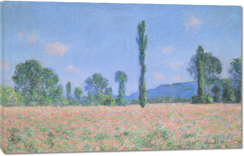 Toiles imprimées Reproduction art de la peinture Champ de coquelicots à Giverny de Claude Monet
