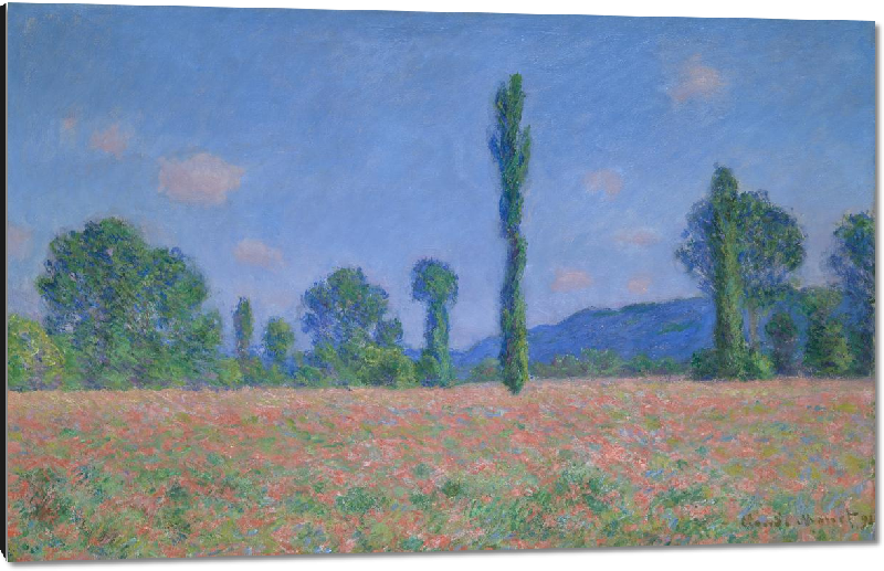 Impression sur aluminium Reproduction art de la peinture Champ de coquelicots à Giverny de Claude Monet