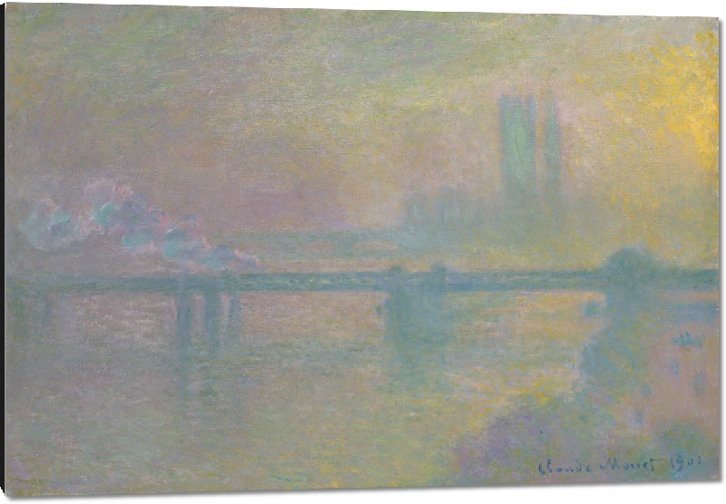 Impression sur aluminium Reproduction art de la peinture Charing Cross Bridge à londres de Claude Monet
