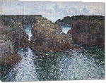 Toiles imprimées Reproduction d'art du tableau de Claude Monet : Rochers à Port-Goulphar, Belle-Île