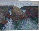 Impression sur aluminium Reproduction d'art du tableau de Claude Monet : Rochers à Port-Goulphar, Belle-Île