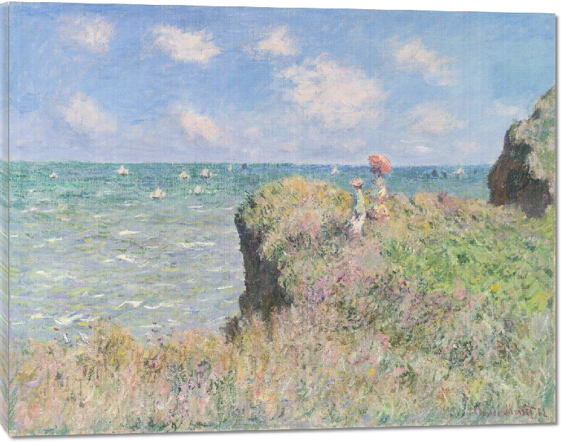Toiles imprimées Reproduction art Promenade sur la falaise, Pourville de Claude Monet