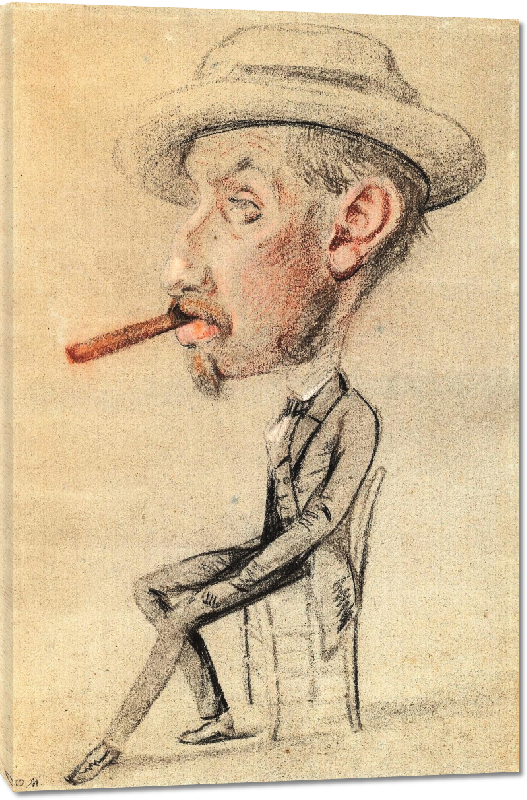 Toiles imprimées Reproduction art caricature de l'homme au gros cigare de Claude Monet