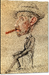 Impression sur aluminium Reproduction art caricature de l'homme au gros cigare de Claude Monet