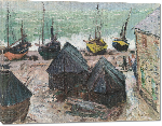 Toiles imprimées Reproduction art de Claude Monet Boats on the Beach at Étretat