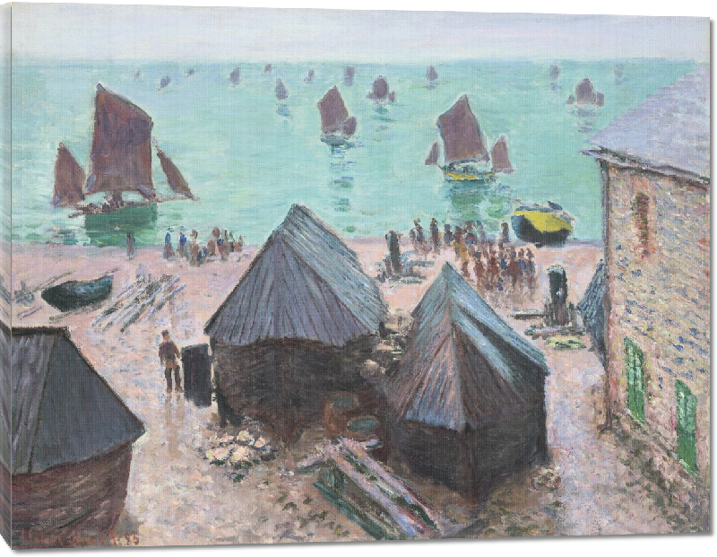 Toiles imprimées Reproduction art de Claude Monet The Departure of the Boats, Étretat