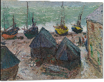 Impression sur aluminium Reproduction art de Claude Monet Boats on the Beach at Étretat