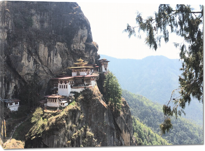 Toiles imprimées photo bâtisse dans la montagne au Bhoutan