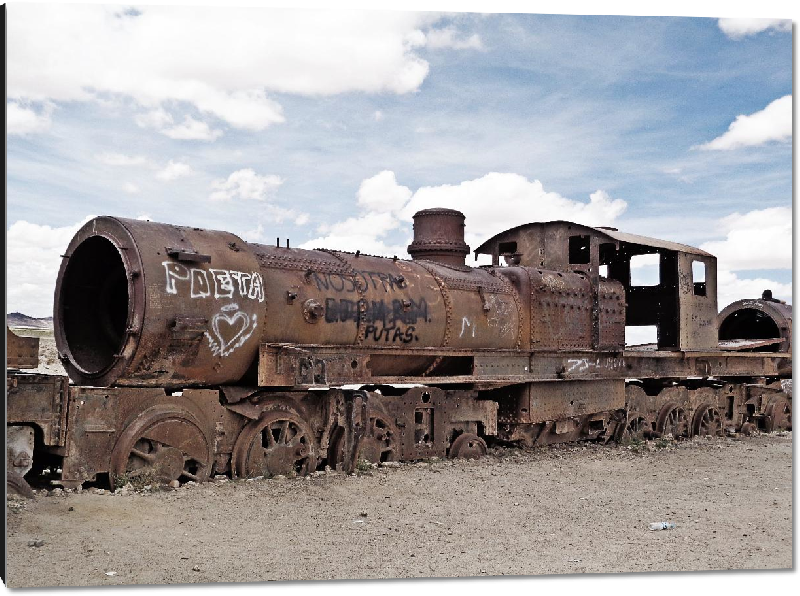 Impression sur aluminium photo ruine d'un train en bolivie