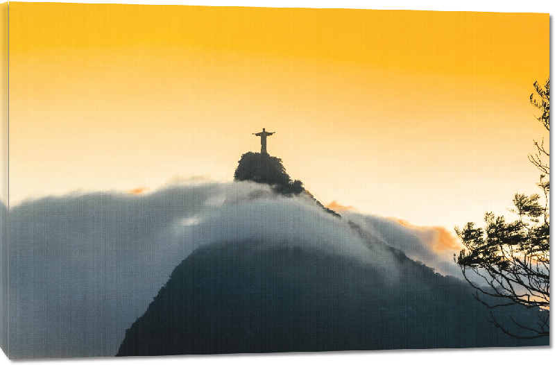 Toiles imprimées photo montagne avec la statue au brésil