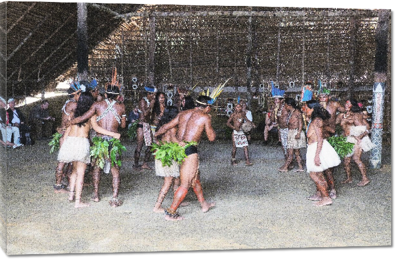 Toiles imprimées photo peuple indigène dansant au brésil