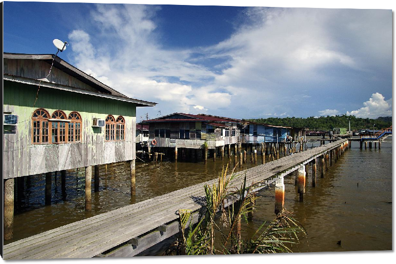 Impression sur aluminium photo maison de pécheurs à Brunei 