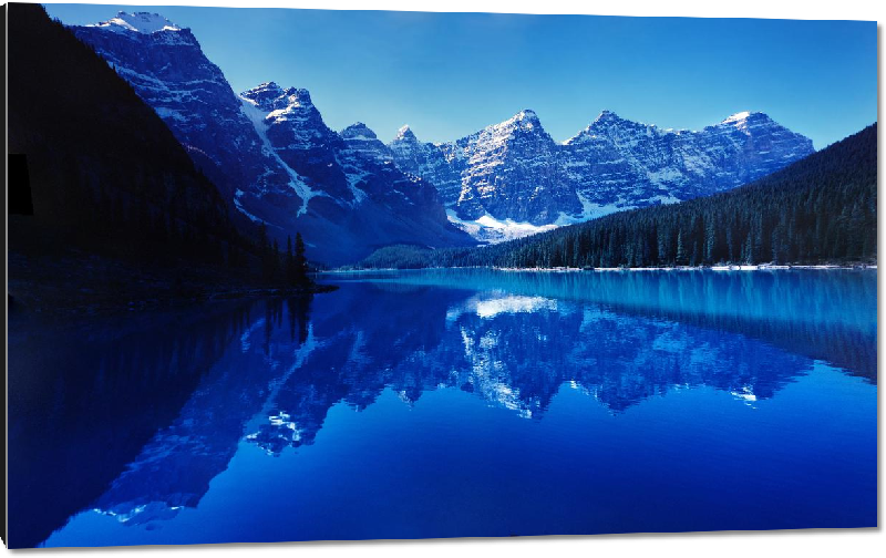 Impression sur aluminium photo lac et montagnes au canada
