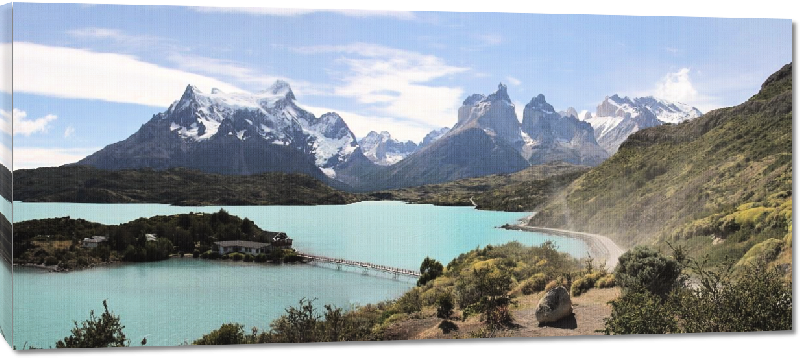 Toiles imprimées photo lac, montagne, foret au chili 
