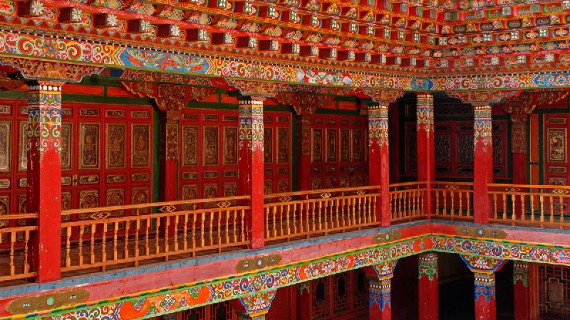 photo intérieur d'un temple tarditionnel chinois