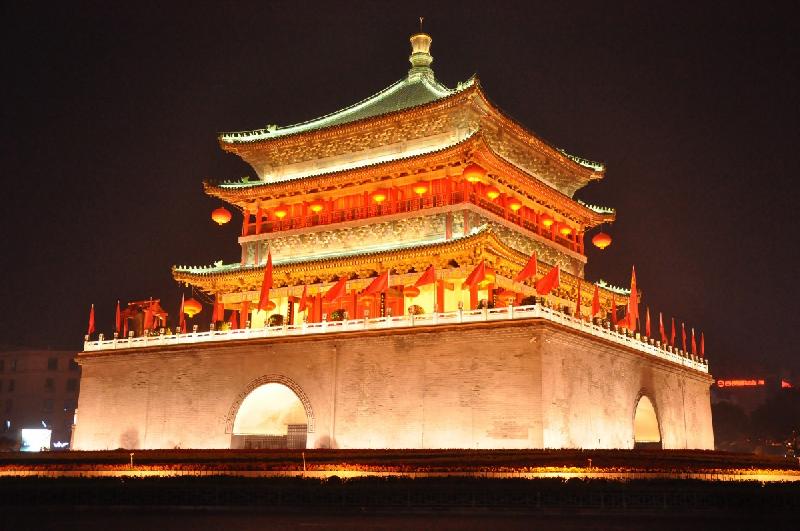 photo temple chinois illuminé