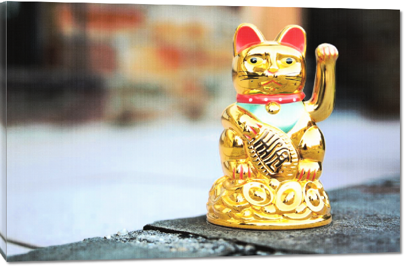 Toiles imprimées photo sculptute chat en or 