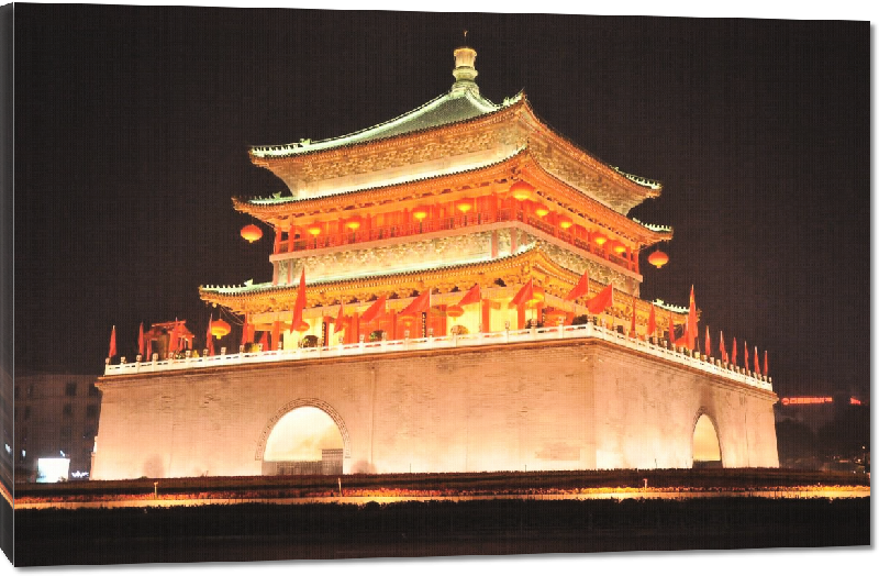 Toiles imprimées photo temple chinois illuminé