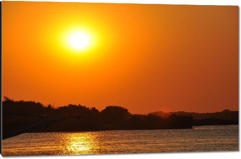 Impression sur aluminium photo coucher soleil sur lac zimbabwe