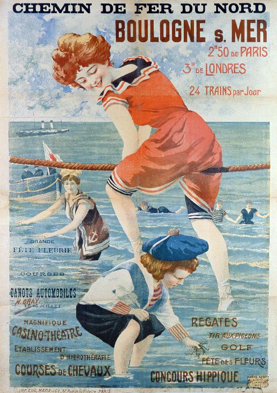 Reproduction affiche publicitaire pour Boulogne sur Mer