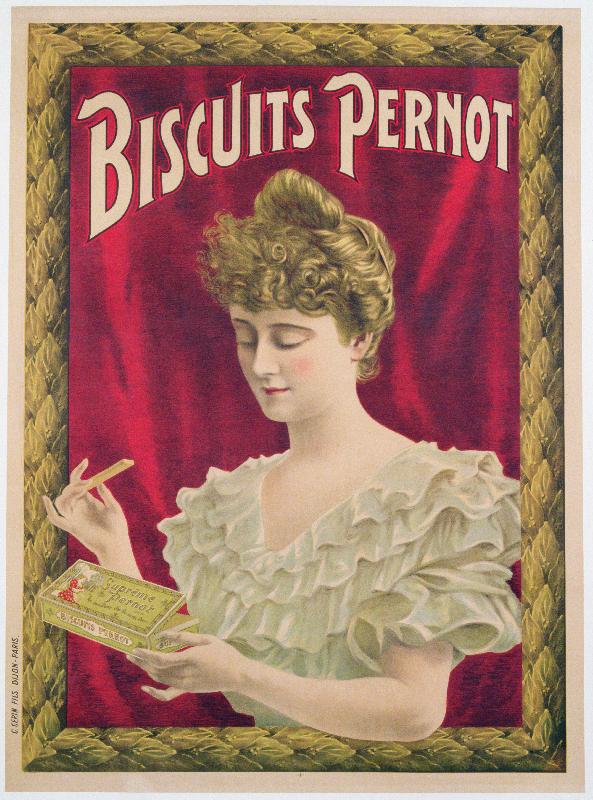 Affiche publicitaire des biscuits Pernot, vers 1902