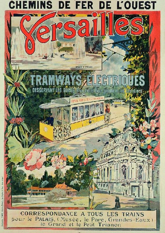 Copie affiche vintage de Versailles Tram électrique