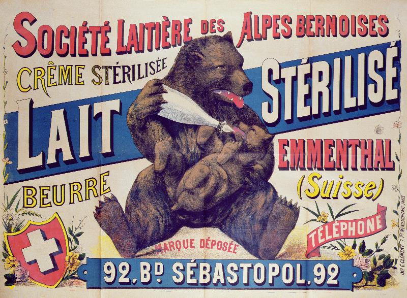 Copie poster vintage Société Laitière des Alpes Bernoises
