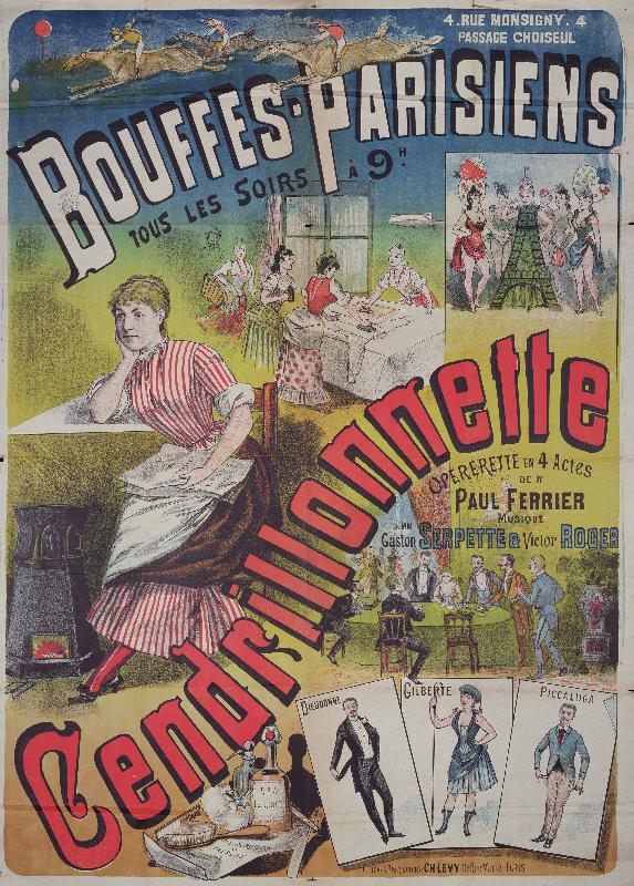 Affiche vintage de l'Operette Cendrillonnette Bouffés Parisiens