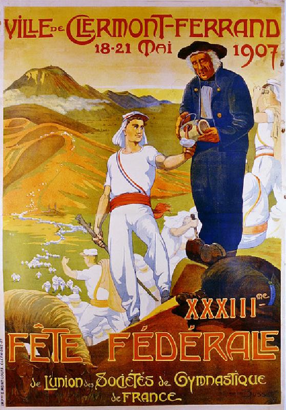 Affiche ancienne Fête Fédérale Clermont-Ferrand 