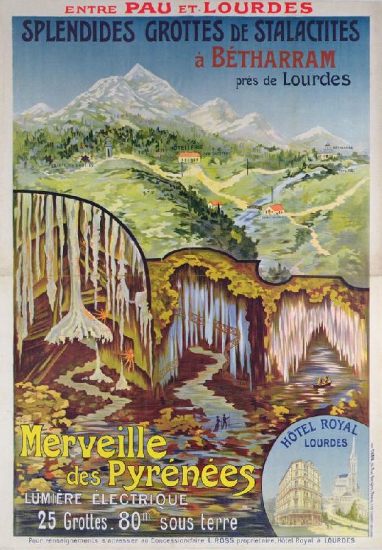 Affiche vintage Merveille des Pyrénées Lourdes