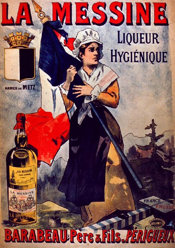 affiche publicitaire ancienne La Messine Liqueur Hygienique