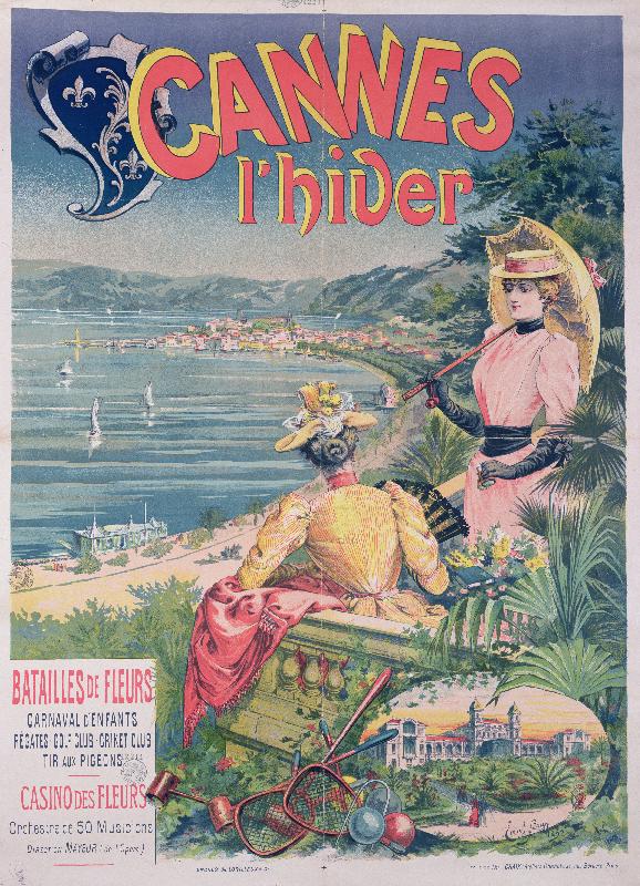 affiche publicitaire ancienne Cannes in Winter