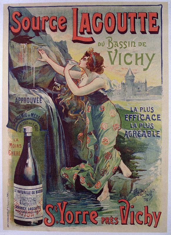 affiche publicitaire ancienne Source Lagoutte du bassin de Vichy