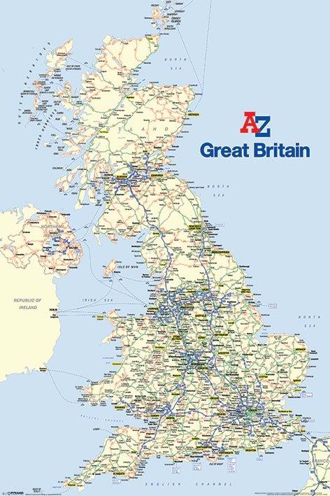 Poster carte de Grande Bretagne