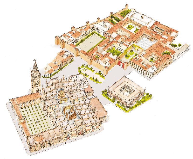Cathédrale, Reales Alcazares, Archivo de Indias. Séville, Espagne