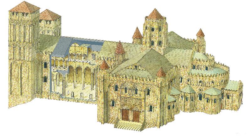 Cathédrale romane de Saint-Jacques-de-Compostelle. Reconstruction. Espagne