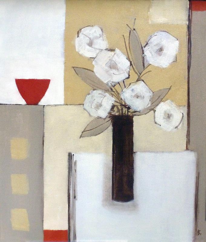 Red Bowl, White Flowers, 2015 