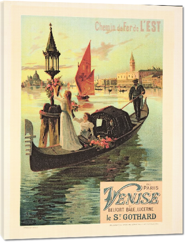 Toiles imprimées Reproduction d'affiche vintage Paris Venise