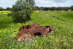 Photo Rusty vieille voiture déversée dans le champ dans le paysage rural Northam, Central Wheatbelt, Australie-Occidentale